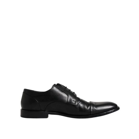 Dolce & Gabbana Black Leather Lace Up Men Derby Formal Men's Shoes (Pre-Owned)